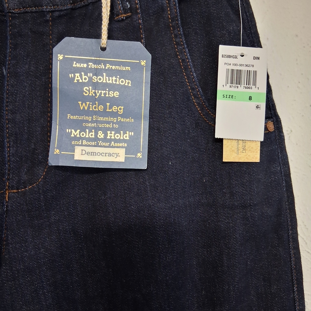 Democracy Dark Indigo Skyrise Wide Leg Jeans - Picture 2 of 5